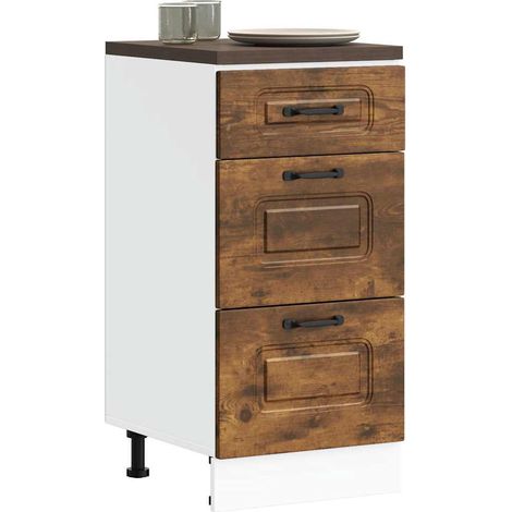 Mueble bajo de cocina Kalmar de madera ingeniería roble ahumado vidaXL