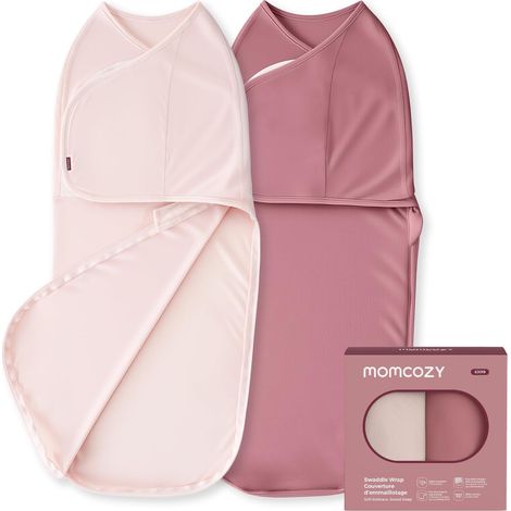 Couverture Emmaillotage Bébé pour Nouveau-né, Fermeture Silencieuse, Convient aux Nourrissons de 0-3 Mois, Réduit Le Réflexe de Sursaut, Indispensable pour Nouveaux Parents, Paquet de 2,Rose (1/5)