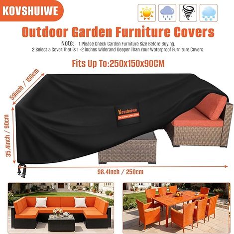 Garden Furniture Covers 250 x 250 x 90 cm, Oxford Fabric 520D 520D Oxford Fabric, Transparent Table Cover, Rattan Furniture (1/4)
