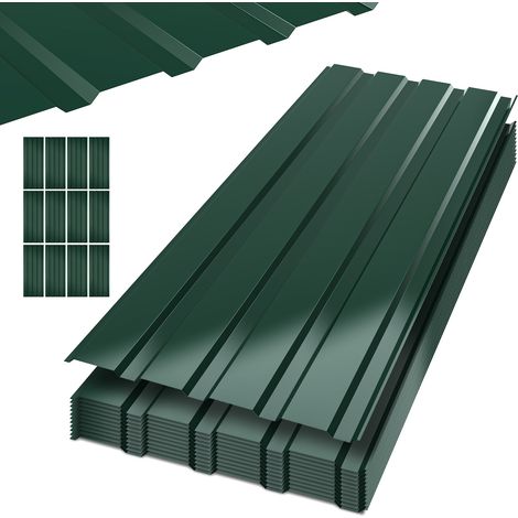 Jiubiaz 12x Trapezblech Dachblech 115 x 45 cm Grün verzinkter Stahl (1/5)
