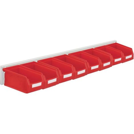 Jeu de coffres de stockage visible H100xL920xP180mm en acier/Polyéthylène, revêtement rouge brillant