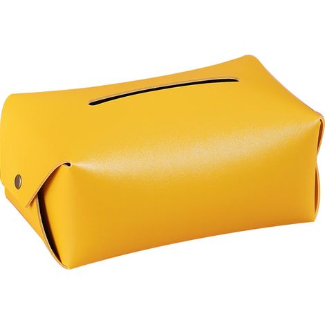 Boîte à mouchoirs nordique, boîte à papier pompée, boîte de rangement multifonctionnelle jaune pour salon ou table basse (1/4)