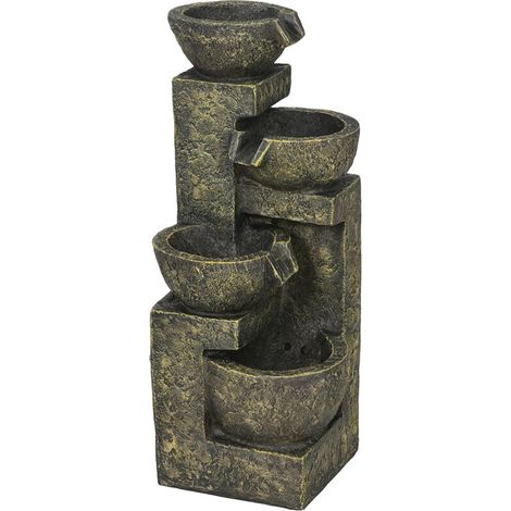 Fontaines de jardin, Fontaines avec courant réglable, Fontaines ornementales à 4 niveaux, Jeu d'eau, Cascade pour jardin, Pond de jardin, Terrasse, Résine artificielle