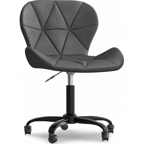 Office Chair with Wheels - Swivel Desk Chair - Upholstered in Faux Leather - Black Wito Frame Grey (1/5)