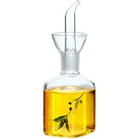 Bouteille en verre pour huile d'olive, doseur d'huile de cuisson, vinaigre, doseur avec bec verseur pour cuisine et barbecue (125 ml)