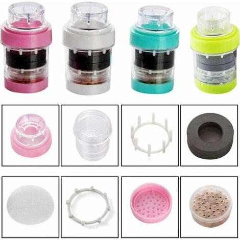 Filtre à eau de robinet 4 pièces, purificateur de filtre de nettoyage de robinet, mini filtre à eau de robinet en PP résistant aux éclaboussures avec un élément filtrant pour la cuisine, la maison (4 (1/4)