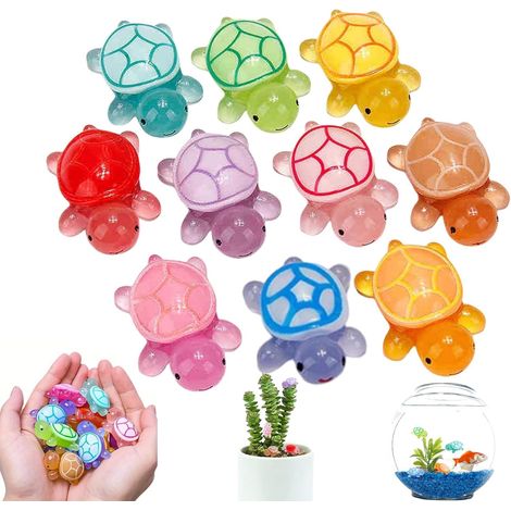 10 Figurines de tortue, résine lumineuse, couleurs variées, décoration jardin, intérieur, véhicule