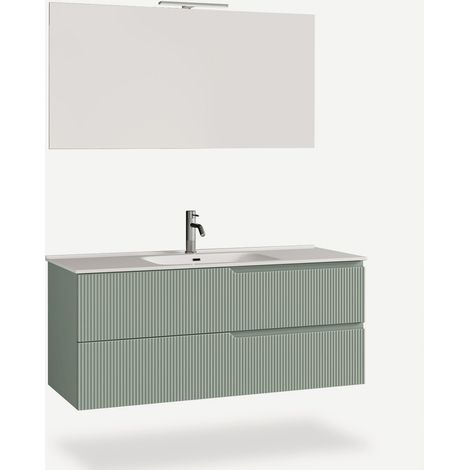 Mobile bagno sospeso con specchio e lavabo 120cm Venere - Verde