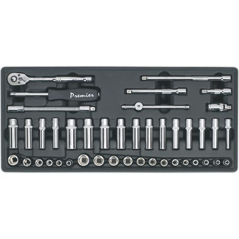 Sealey TBT19 Premier Socket Set with Tool Tray 1/4"Sq Drive 43pc (1/2)
