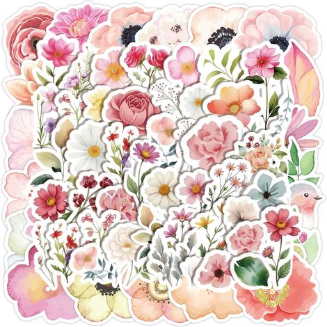 150 Pièces Stickers Aesthetic, Autocollant Scrapbooking, Autocollant Adhésif, Stickers Kindle, pour DIY Journal Scrapbooking Album Bricolage Artisanat Cahier Décoration (Fleurs) (1/5)