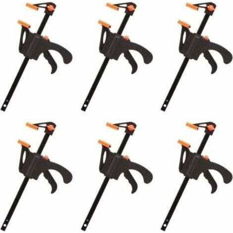 Déstockage Lot de 6 Serre-joints en Forme de F, Serre Joint avec Serrage Rapide et Facile, Outils à Main pour Menuiserie, Porte en Bois(4pouces) (1/4)