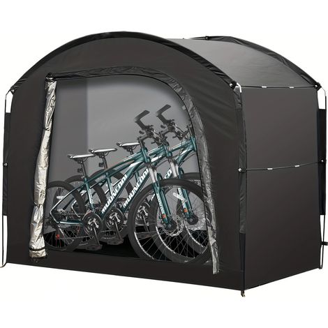 Abri vélo 4 places – Garage 220x150x185 cm – Oxford 210D argentée, montage simple, imperméable & anti-UV – Pour vélos, jardin, camping