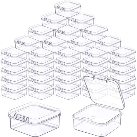 48 Pièces Petite Boite de Rangement, 4.5  4.5  2cm Mini Boite Rangement Plastique avec Couvercle, Boite de Rangement Transparente pour Petits Objets et Autres Projets D'artisanat (1/4)