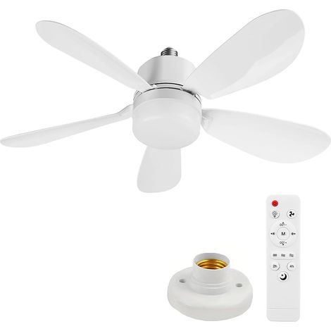 Ventilador de techo con luz y mando a distancia, bombilla E27/E26, 52 cm, LED regulable 3000K-6500K, 5 aspas, 3 velocidades, temporizador de 2/4 horas, funcionamiento silencioso, para dormitorio, saló (1/5)