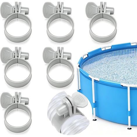 Colliers de serrage 32-38 mm - Lot de 6 - Colliers pour piscine - Colliers de serrage réglables pour tuyaux de piscine - Collier de serrage robuste - Pour tuyaux de piscine, tuyaux de pompe de filtrat (1/5)