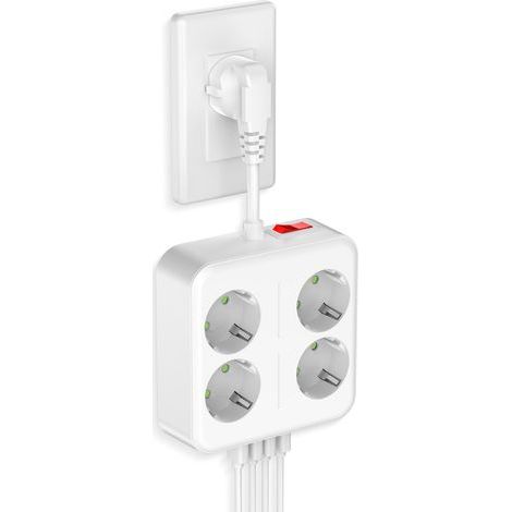 Multiprise Murale Norme EU 4 Prises AC + 1 USB-C + 3 USB-A, Câble Court, Protection Surtension/Surcharge (1/5)