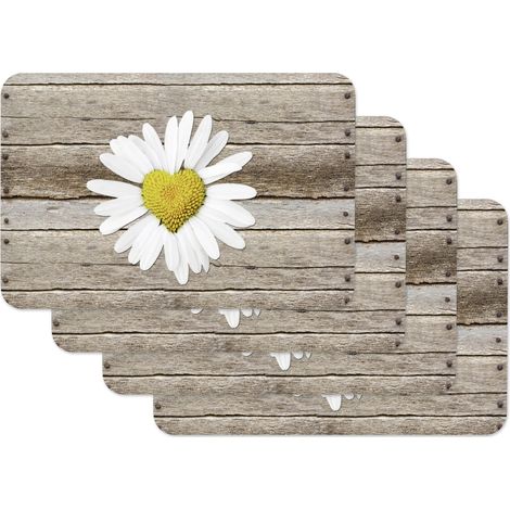 Set de table imprimé Marguerite, Napperon pour salle à manger, Tapis de table à manger, rectangulaire, 4 pièce, 45 x 30cm, 59104 (1/4)