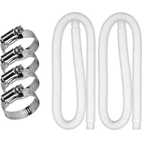 SABIR-Tuyau de piscine Intex (blanc) - 32 mm - 1,5 m - 4 colliers de serrage - Anti-fuite (1/4)