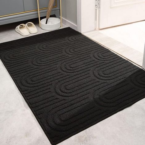 Lntyq – Paillasson antidérapant 60 x 90 cm – Tapis lavable pour intérieur et extérieur – Bords renforcés pour usage intensif – Noir (1/5)