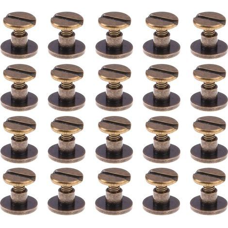 Rivets pour Cuir 20 Paires 9x6.5mm Bronze Rivet a Visser,Bricolage Cuir Artisanal Métal Rivet,Rivets Plat Chicago Vis à Ecrou de Fixation kit,pour Ceinture Sangle Sac à Main DIY Maroquinerie (1/5)