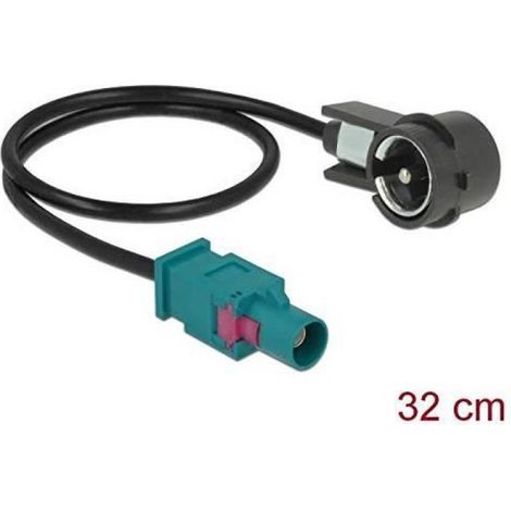 Câble Antenne FAKRA Z Mâle vers ISO - RG-174 - 32 cm - Coaxial - Atténuation 0,35 dB/m à 100 MHz