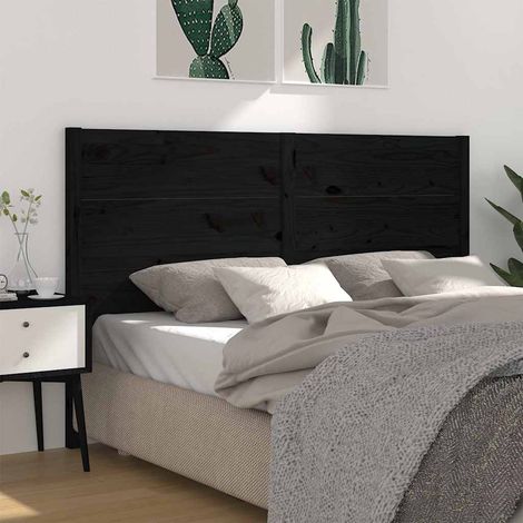 vidaXL Cabecero madera maciza de pino negro 126x4x100 cm (1/5)
