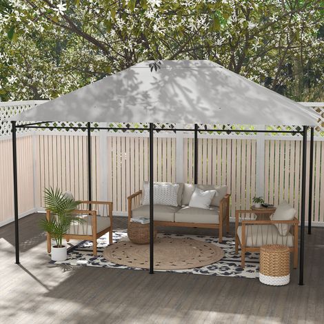 Toile de Remplacement pour Pavillon/Tonnelle 3x4m - Tissu Polyester 180g/m² Anti-UV, Gris Clair