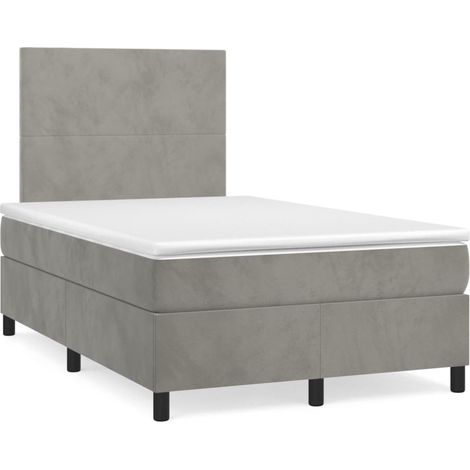 Boxspringbett mit Matratze Hellgrau 120x190 cm Samt