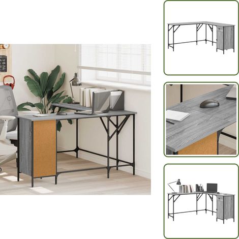 Schreibtisch Grau Sonoma 141x141x75 cm Holzwerkstoff - Schreibtisch - Grau - Holzwerkstoff - Metall - L-förmiger Schreibtisch