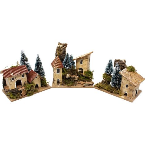 3 Casette  con Alberi per Presepe 10x6 cm 11565B (1/5)