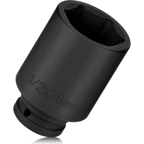 Douille hexagonale 36 mm, insert pour écrou hexagonal 1/2 pouce en acier CV, douille hexagonale pour clés à chocs et clés dynamométriques (longueur 78 mm) (1/5)