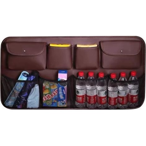 (Kaffeefarben) Aufbewahrungstasche für den Kofferraum, Hänge-Aufbewahrungstasche für die Rücksitzlehne, Netztasche, Aufbewahrungstasche. (Farbe) (1/4)