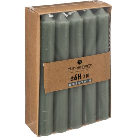 Paquete de 10 velas en barra - verde eucalipto - 45g - Atmosphera créateur d'intérieur