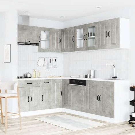 Ensemble de Cuisine 11 Pièces, Meubles de Cuisine en Bois d'Ingénierie Kalmar, Armoires de Rangement Robustes et Durables pour Maison Moderne (1/5)