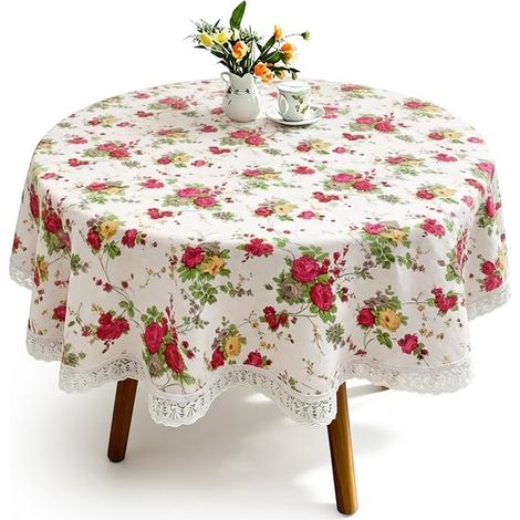 Nappe ronde lavable. Nappe ronde imperméable en vinyle PVC. Nappe ronde en plastique. Protège-table rond pour la cuisine et la salle à manger. Résistante à l'huile et... (1/5)