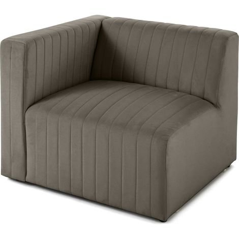 Nova - module d'assise gauche - en velours - gris (1/5)