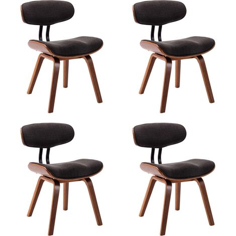 Sillas de comedor 4 pcs madera curva y tela gris (1/5)
