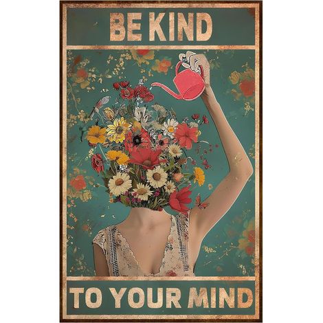Poster vintage « Be Kind to Your Mind », art mural hippie boho, cadeau d'encouragement pour femme, bureau à domicile, salon, chambre à coucher, décoration murale, style 1 (1/5)
