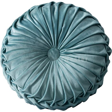 Coussin d'oreiller rond - Couleur unie Velours Chaise Canapé Citrouille Coussin Pliable Coussin Rond Décor À La Maison 35cm (1/2)