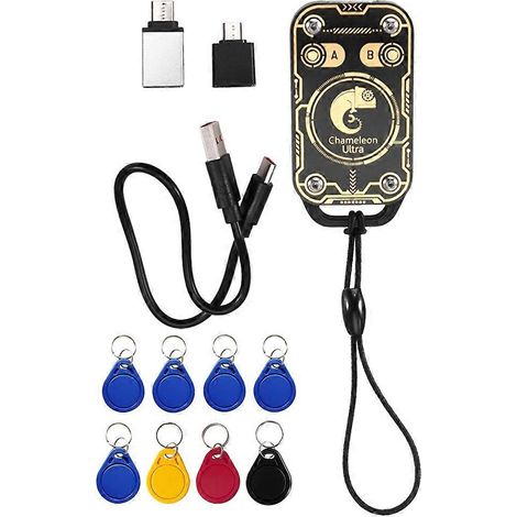 Lecteur/émulateur de cartes à puce RFID Chameleon Ultra V3.0 125 kHz 13,56 MHz, copieur d'étiquettes de cartes à puce d'identification + porte-clés 4X UID/CUID (1/5)