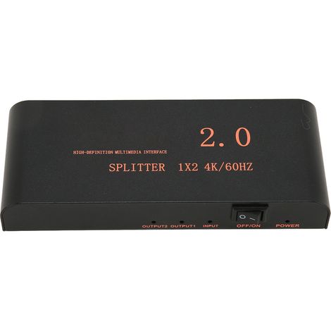 Répartiteur d'interface multimédia HD 1x2 (1 entrée, 2 sorties) 4K 60 Hz 18,2 Gbit/s, boîtier de distribution d'interface multimédia HD, prise britannique 100-240 V (1/5)