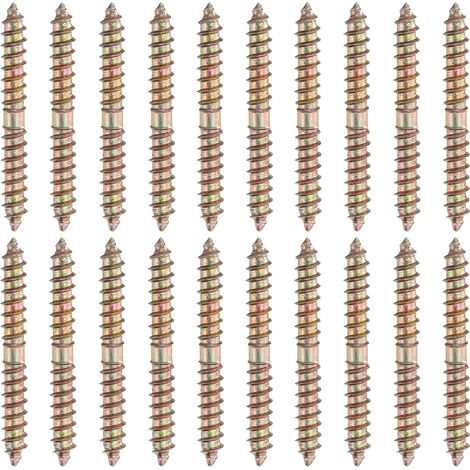 20 Pcs Vis Double Extrémité M6 x 50 mm Acier Carbone Couleur Zinc (1/5)