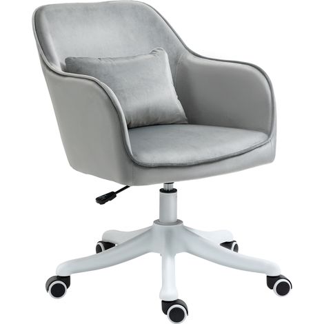 Fauteuil de bureau avec fonction massage, fauteuil de direction ergonomique, réglable en hauteur, pivotant à 360°, fauteuil d'ordinateur, aspect velours, gris