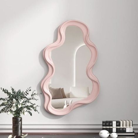 Cellfast – Miroir mural de maquillage rose – Miroir grossissant 5x – Décoration chambre à coucher – Design élégant et moderne