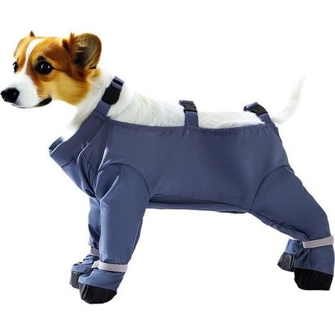 Mascarilla impermeable y repelente al polvo para mascotas, pantalones exteriores repelentes al polvo para Corgi y Pomerania, L (1/4)