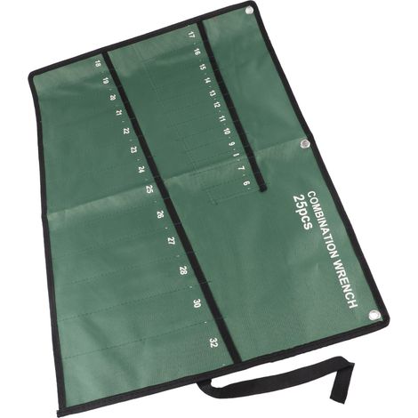 Trousse à outils toile canvas roulante 25 poches, organiseur mural pour clés plates, pinces, tournevis, rangement atelier bricolage, étui déroulant robuste. (1/5)