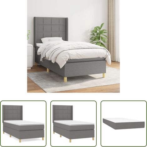 vidaXL Cama box spring con colchón tela gris oscuro 100x200 cm (1/5)