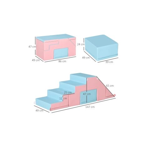 Jeu d'escalade et toboggan enfant rose et bleu en mousse EPE avec revêtement similicuir pour chambre, salle de jeux et jardin (1/5)