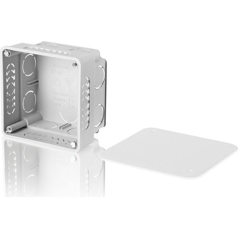 Caja de conexiones empotrada con tapa, 80x80x50 mm, gris E140
