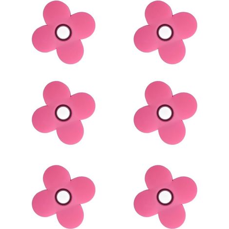 Lot de 6 boutons de tiroir en caoutchouc souple, forme fleur rose, pour enfants. (1/5)